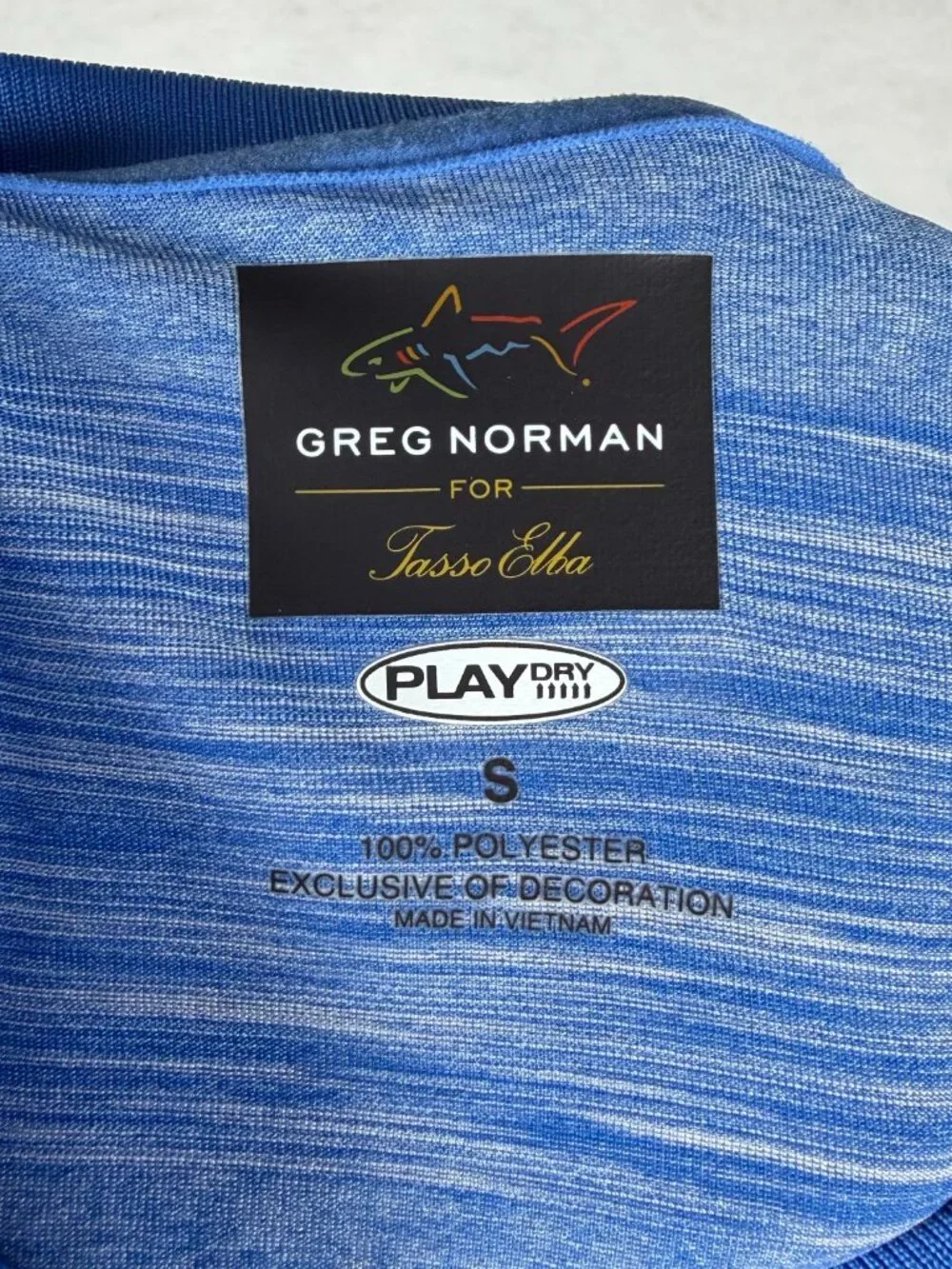 Greg Norman For Tasso Elba Men's Blue Stripped Golf Polo Size Small